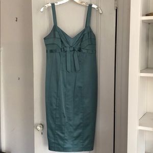 Vintage Betsey Johnson formal bow blue fitted knee length dress size 8